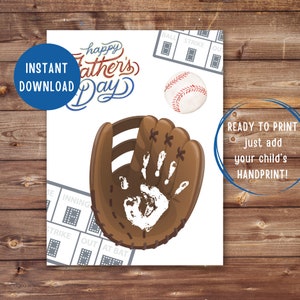 Handafdruk voor Vaderdag | AFDRUKBAAR | Handafdruk honkbal | Cadeau voor papa van Kids | Doe-het-zelf aandenken | Voorschoolse activiteit