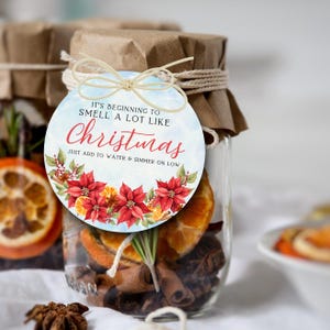 Sta iniziando a profumare molto di Natale Etichetta regalo, IDEA REGALO FACILE, Etichetta regalo di pot-pourri di Natale, Etichetta regalo di pot-pourri per stufa