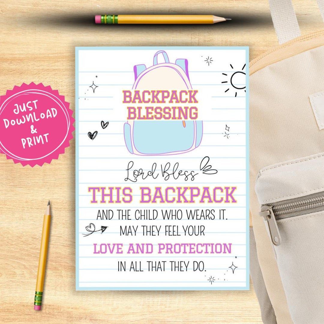 Backpack Blessings Tag | Backpack Prayer Tag | Church Printable ...