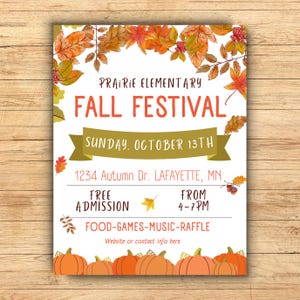 BEARBEITBARER Herbst Festival Flyer, Herbst Ernte Schule Spendenaktion, Canva