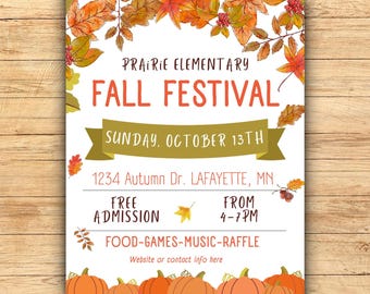 EDITABLE Fall Festival Flyer, Autumn Harvest School Fundraiser Event, Canva