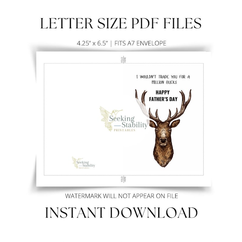 Hunting Father’s Day Card Printable | Buck Father’s Day Card | Instant ...
