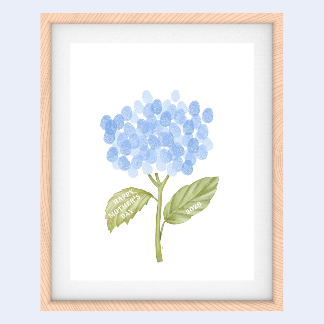 Hydrangea Thumbprint Art, DIY Mother's Day Gift (instant Download
