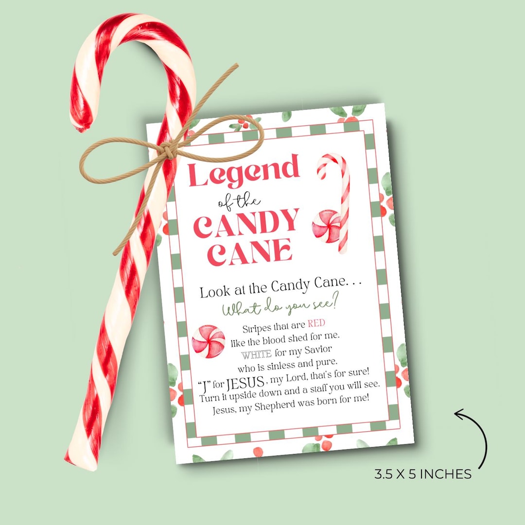 Legend of the Candy Cane Printable Tag,candy Cane Poem, Christmas Tags ...