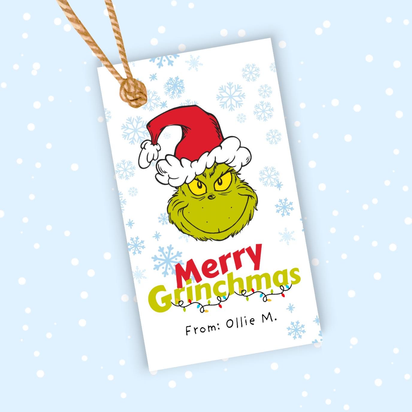 EDITABLE Grinch Treat Gift Tag, Christmas Candy Bag Topper, Merry ...