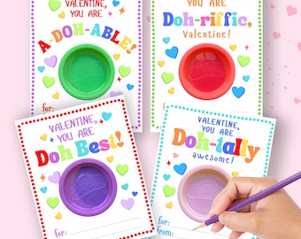 PlayDoh Valentines, Printable Valentine Cards, Non-Candy Valentine Cards, Class Party Valentines, Play-Doh Valentines, Printable Valentines