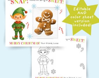 Oh Snap, Christmas Gingerbread Man Tag, Printable Cookie Christmas Gift Tag, Editable Thanks for Being Sweet, Christmas Treats Gift Tag