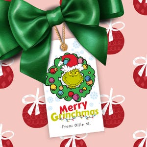 EDITABLE Grinch Treat Gift Tag, Christmas Candy Bag Topper, Merry ...