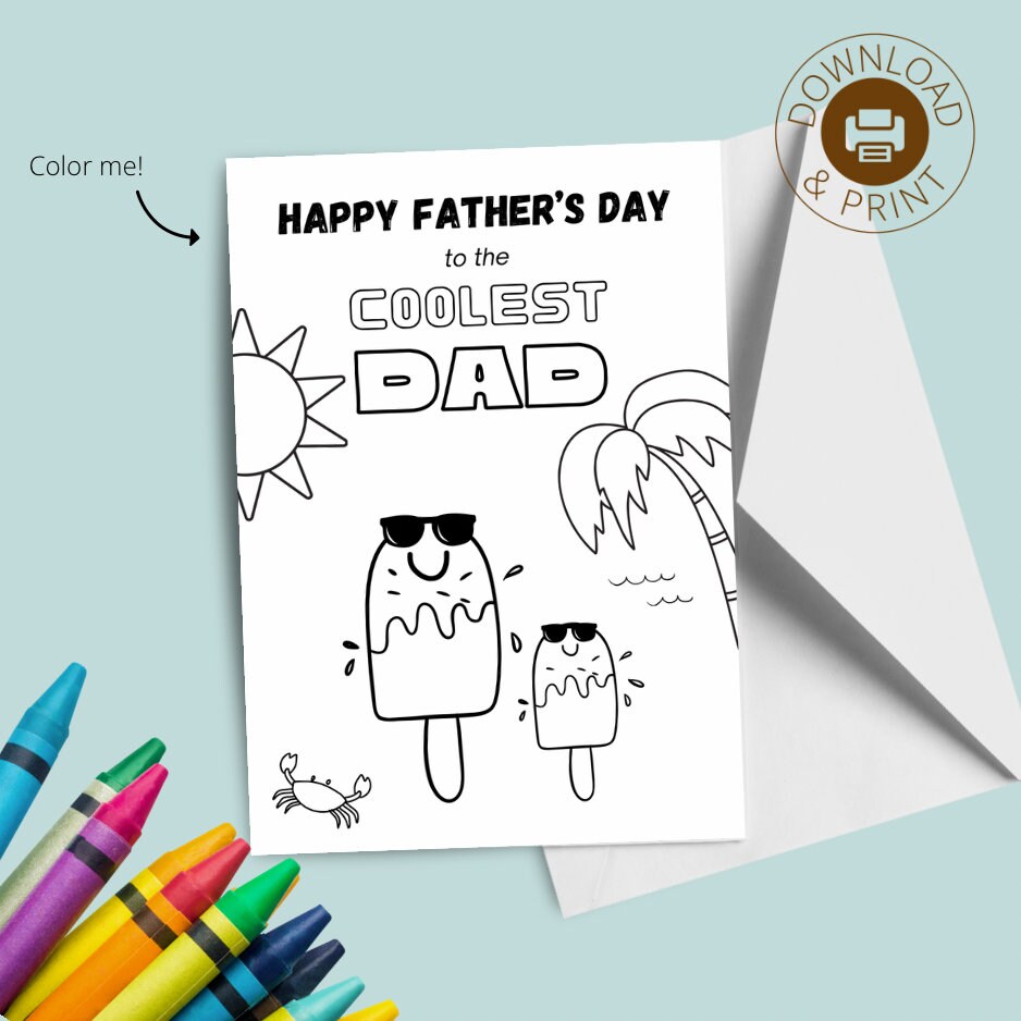 Father's Day COLOR CARD Happy Father's Day to the Coolest Dad