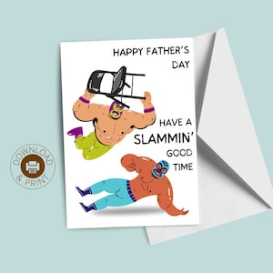 Grappige vaderdagkaart | Worstelen | Lucha Libre papa kaart direct downloaden