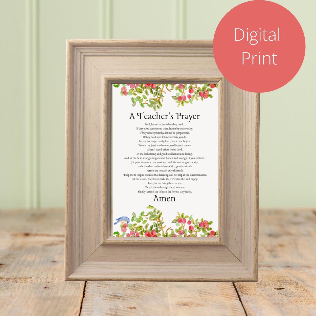 A Teacher’s Prayer Printable | Teacher Appreciation | Teacher Gift - Etsy