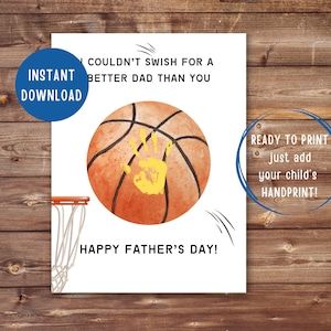 Handafdruk voor Vaderdag | AFDRUKBAAR | BASKETBAL Vaderdagknutsel | Cadeau voor papa van Kids| Doe-het-zelf aandenken | Voorschoolse activiteit
