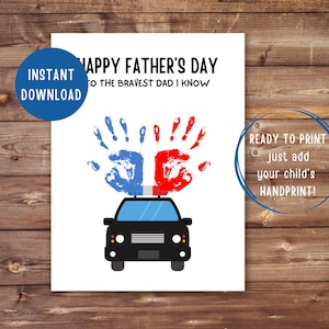 Vaderdag Handafdruk Art Craft | AFDRUKBAAR | Voor de dapperste vader die ik ken | Cadeau voor papa van Kids | Doe-het-zelf aandenken | Voorschoolse activiteit