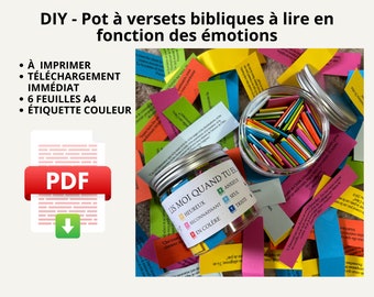 Pot à versets bibliques à lire en fonction des émotions - Téléchargement instantané - Imprimable - À faire vous-même