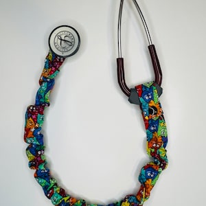 Colorful Cat Stethoscope Scrunchie by Lub Dub Lab