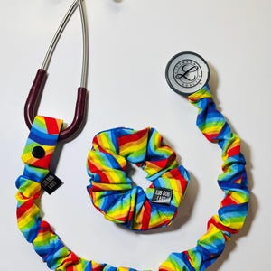 Rainbow Bright Stethoscope Scrunchie by Lub Dub Lab