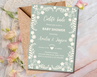 Cielito Lindo Baby Shower Invitation, Mexican Themed Baby Shower Invitation, Babyshower Invite, Gender Neutral Editable Canva Template