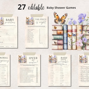 A New Chapter Begins Baby Shower Games Bundle, Storybook Theme Baby Shower Game, Editable Printable Baby Shower Game Pack Canva Template