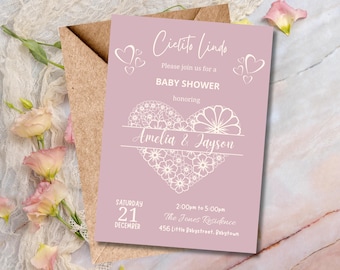 Cielito Lindo babyshower uitnodiging, Mexicaanse thema babyshower uitnodiging, babyshower uitnodigen, bewerkbare canva-sjabloon