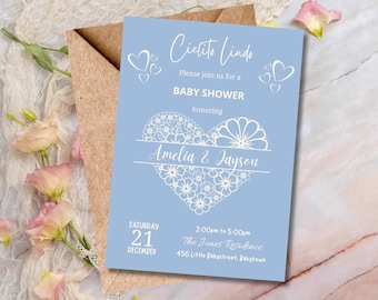 Cielito Lindo babyshower uitnodiging, Mexicaanse thema babyshower uitnodiging, babyshower uitnodigen, bewerkbare canva-sjabloon