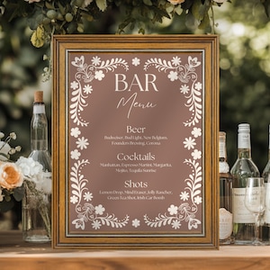 Talavera Birthday Bar Menu, Bar Menu Printable Sign, Editable Template, Mexican Fiesta Bar Menu, Canva Template