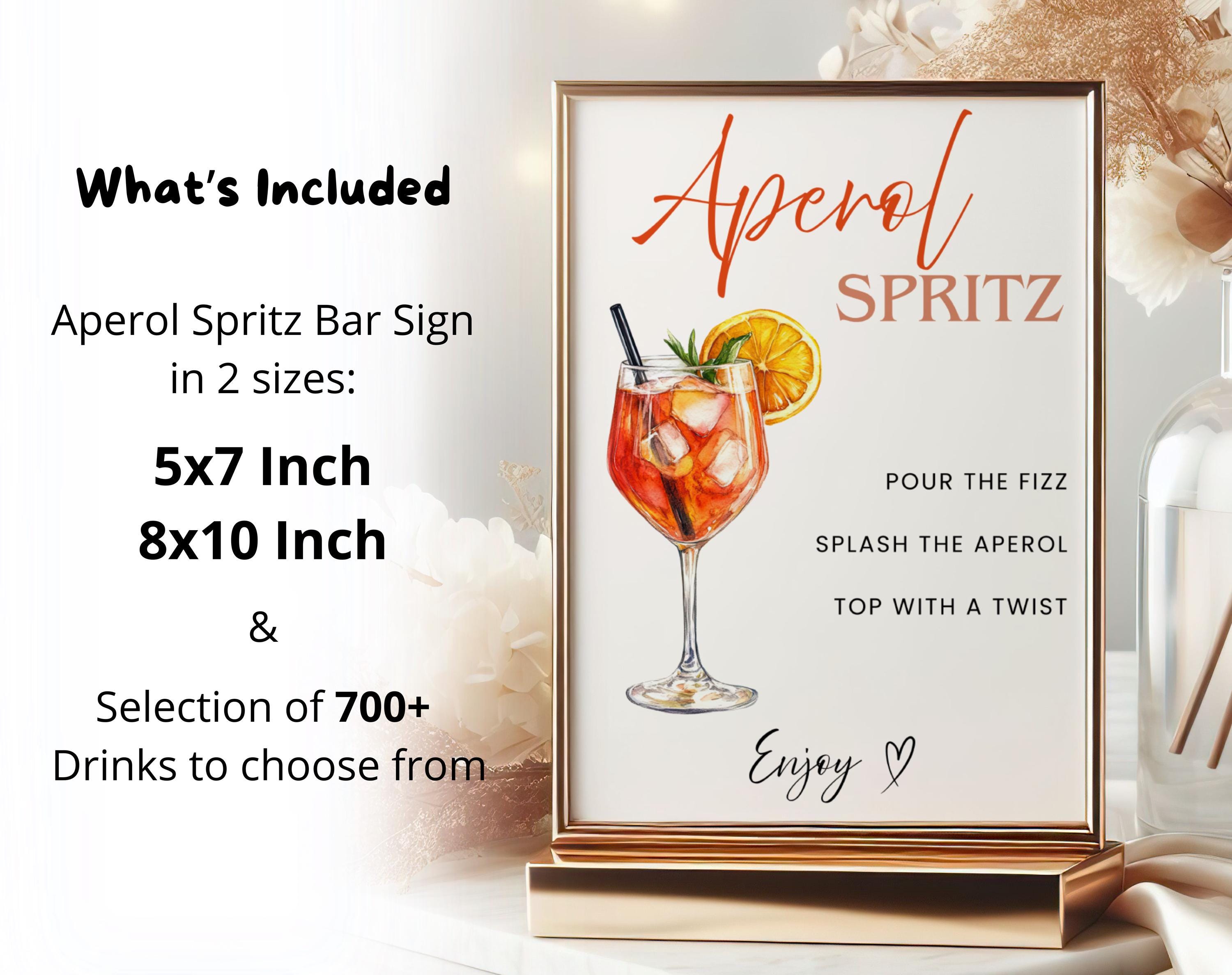 Aperol Spritz Bar Sign, Wedding Bar Sign, Graduation Cocktail Menu ...