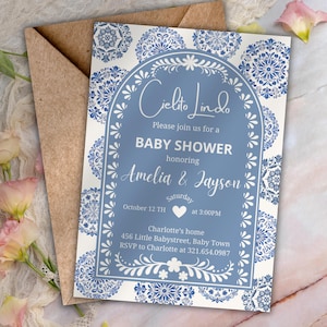 Invito per baby shower Cielito Lindo, invito per baby shower a tema messicano, invito per baby shower, modello Canva modificabile