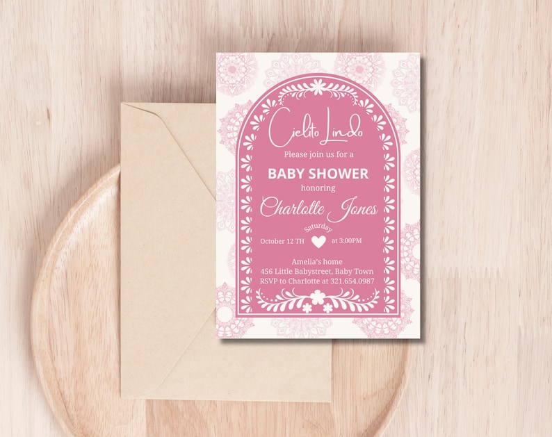 Cielito Lindo Baby Shower Invitation, Mexican Themed Baby Shower Invitation, Babyshower Invite, Editable Canva Template, Papel Picado, Talavera Theme
