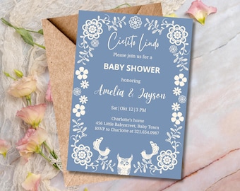 Cielito Lindo Baby Shower Invitation, Mexican Themed Baby Shower Invitation, Babyshower Invite, Editable Canva Template
