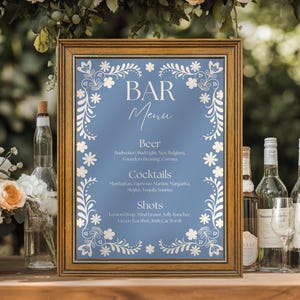 Talavera Birthday Bar Menu, Bar Menu Printable Sign, Editable Template, Mexican Fiesta Bar Menu, Canva Template