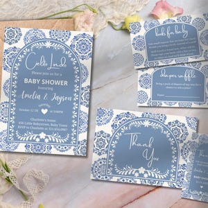 Cielito Lindo babyshower uitnodigingsbundel, bewerkbare Papel Picado babyshower uitnodiging, Mexicaans thema, luierloterij, canvas sjabloon