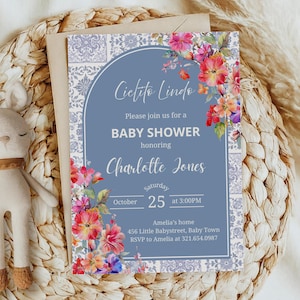 Cielito Lindo Baby Shower Invitation, Mexican Themed Baby Shower Invitation, Babyshower Invite, Editable Canva Template PM001B