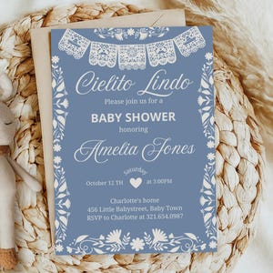 Cielito Lindo Baby Shower Invitation, Papel Picado Baby Shower Invite, Mexican Fiesta Baby Shower, Editable Canva Template PM027B