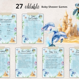 Under the Sea Baby Shower Games Bundle, Editable Printable Baby Shower Game Pack, Under Water World Ocean Animals