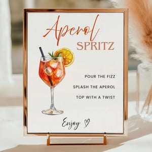 Aperol Spritz Barschild, Hochzeit Barschild, Cocktailkarte Abschlussfeier, Limoncello Hugo Spritz, Wildblumen Getränkekarte, druckbare Canva Vorlage