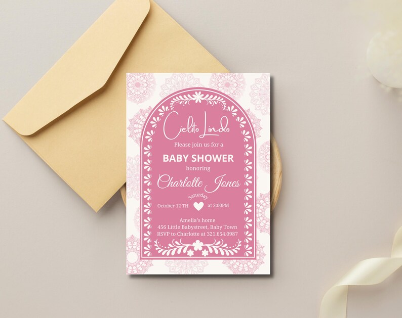 Cielito Lindo Baby Shower Invitation, Mexican Themed Baby Shower Invitation, Babyshower Invite, Editable Canva Template, Papel Picado, Talavera Theme