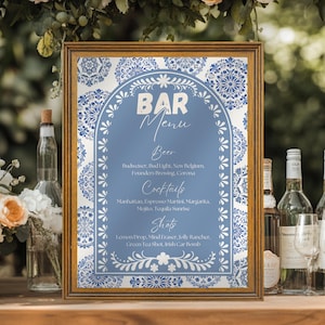 Talavera Birthday Bar Menu, Bar Menu Printable Sign, Editable Template, Mexican Fiesta Bar Menu, Canva Template
