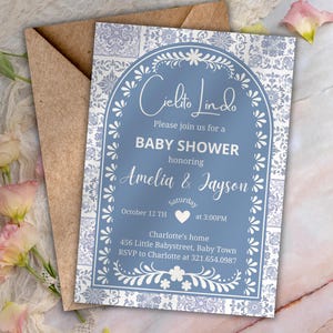 Cielito Lindo Baby Shower Invitation, Mexican Themed Baby Shower Invitation, Mexican Tiles Babyshower Invite, Editable Canva Template