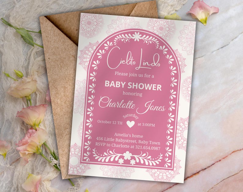 Cielito Lindo Baby Shower Invitation, Mexican Themed Baby Shower Invitation, Babyshower Invite, Editable Canva Template, Papel Picado, Talavera Theme