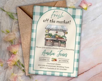 Off the Market Bridal Shower Invitation, Editable Farmer's Market Invitation, Fresh Off the Market Bridal Shower Invite, Canva Template