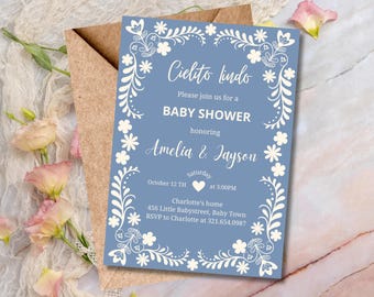 Cielito Lindo Baby Shower Invitation, Mexican Themed Baby Shower Invitation, Babyshower Invite, Editable Canva Template