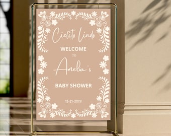 Cielito Lindo Baby Shower Welcome Sign, Mexican Themed Baby Shower Welcome Board, Papel Picado Babyshower, Editable Canva Template