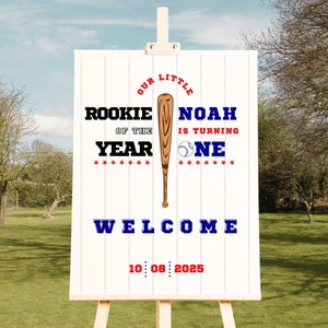 BASEBALL BDAY SIGN, Rookie of the Year, Baseball Invite, First Birthday Baseball, first bday baseball, first birthday boy theme, rookie year