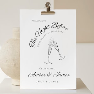 REHEARSAL DINNER SIGN | The Night Before Welcome Sign | Rehearsal Dinner Welcome Sign | the night before sign, welcome sign wedding template