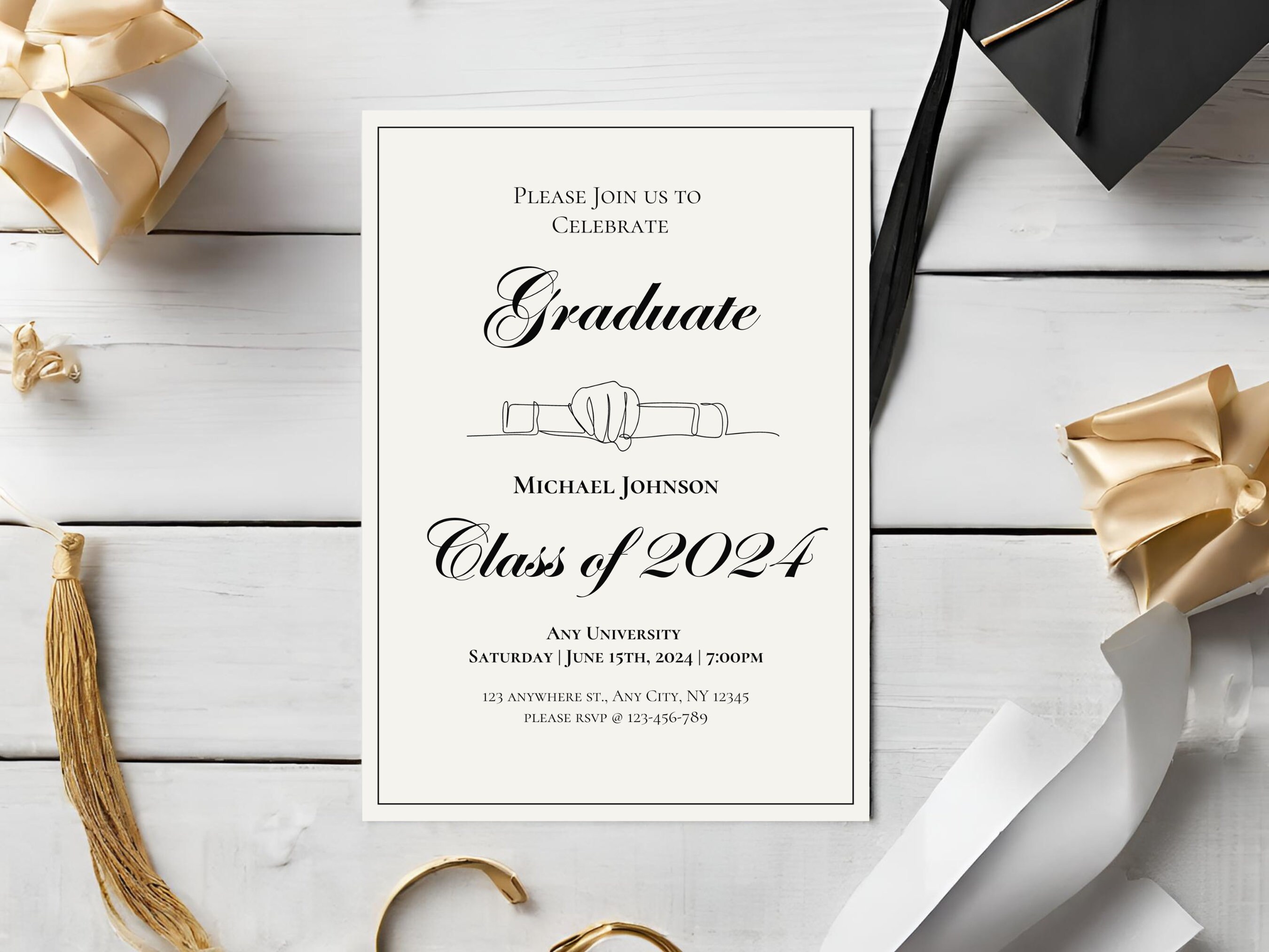 GRADUATION INVITATION TEMPLATE | Congrats Grad, Graduation Invites ...