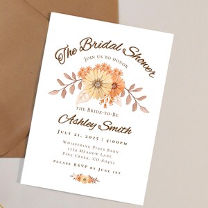 RUSTIC BRIDAL SHOWER invitation | boho bridal shower invitation, fall bridal shower invitation, floral bridal shower invitations