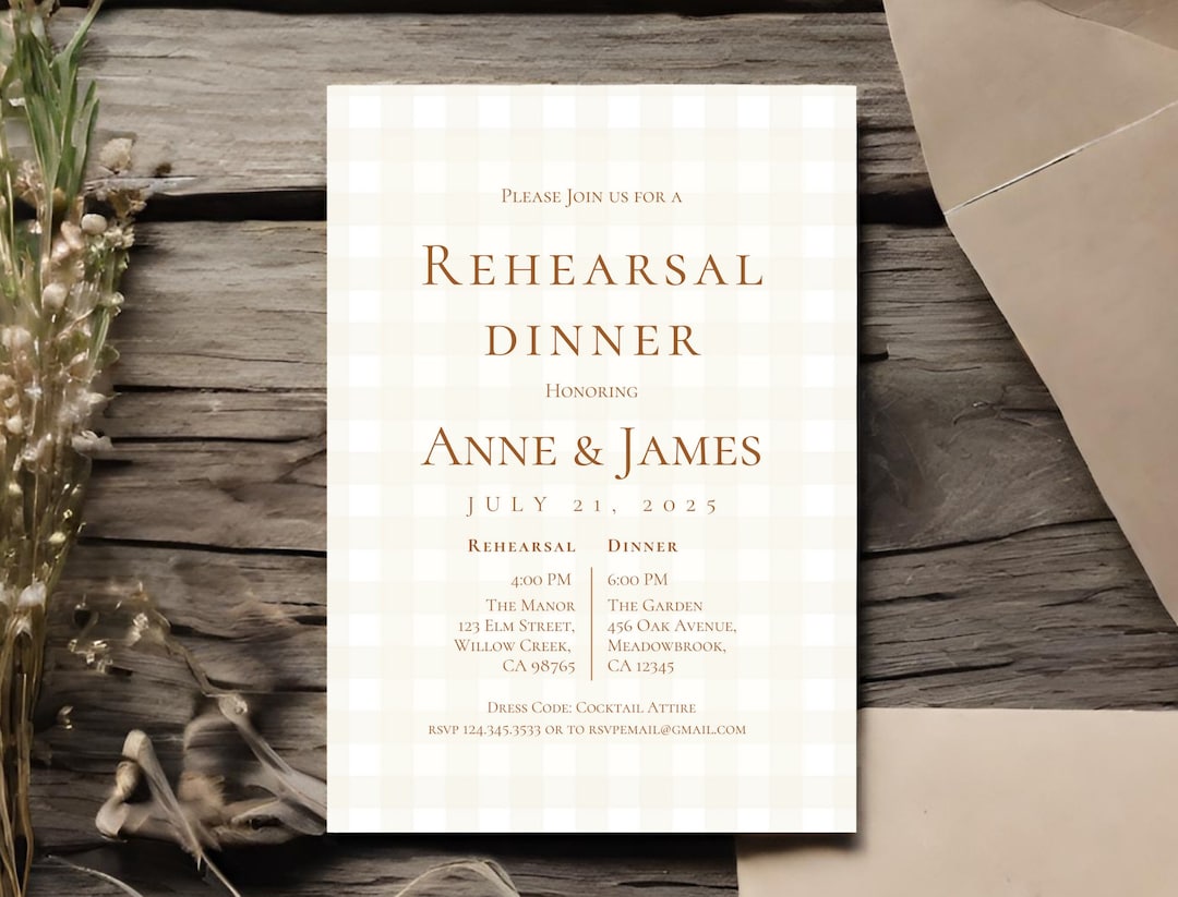 RUSTIC REHEARSAL DINNER Invitation | Rustic Wedding Invitation Template ...