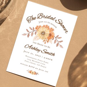 RUSTIC BRIDAL SHOWER invitation | boho bridal shower invitation, fall bridal shower invitation, floral bridal shower invitations
