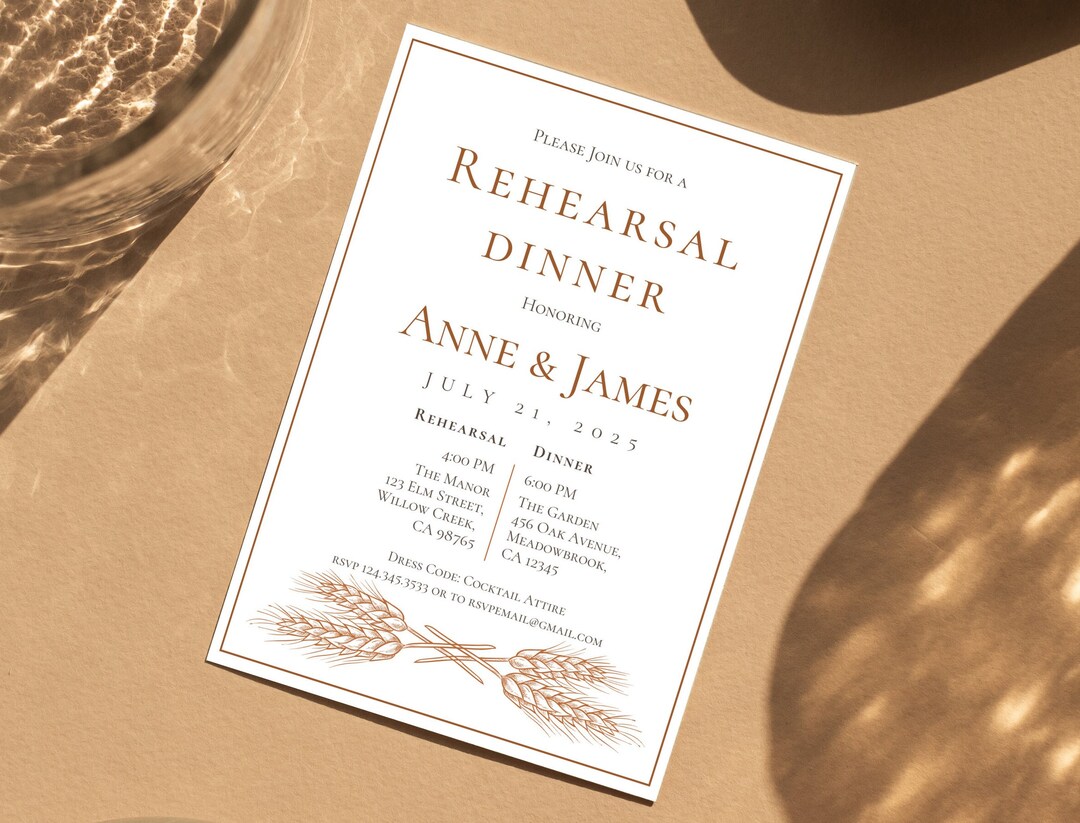 RUSTIC REHEARSAL DINNER Invitation | Rustic Wedding Invitation Template ...