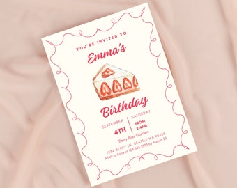 Berry First Birthday | STRAWBERRY BIRTHDAY INVITATION | berry 1st birthday, 1st birthday stats, strawberry invite, strawberry birthday berry